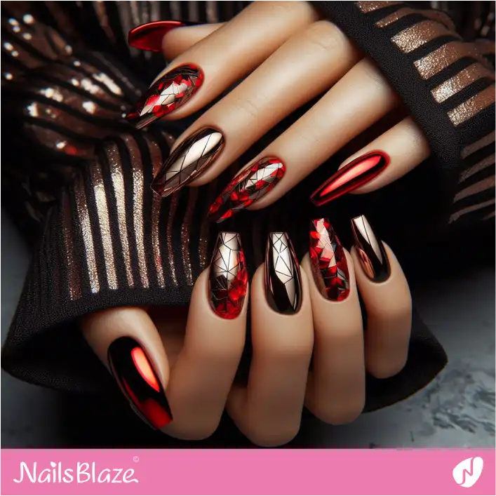 Red Foil Future Nail Art Idea | Foil Nails - NB4126